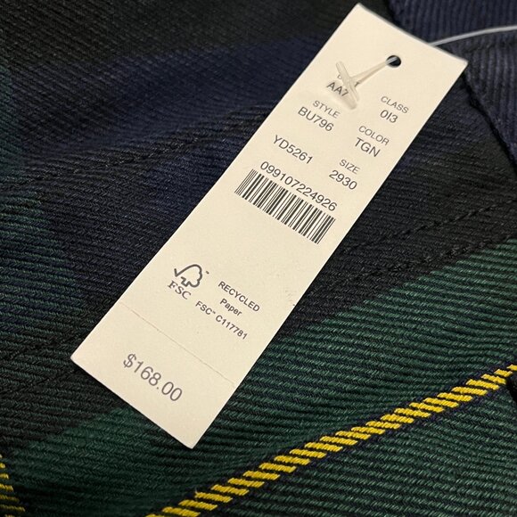 J Crew Tartan Plaid Classic Straight Leg Mens **NWT** - Picture 6 of 6